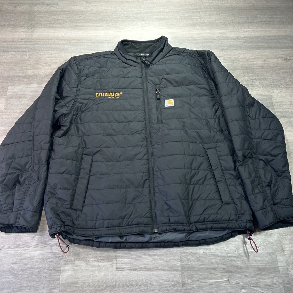 NWOT Carhartt Jacket Mens XL Black Quilted Rain Defender Zip Workwear 102208